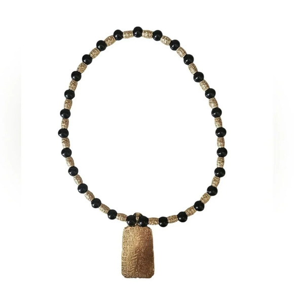 24kt GP Beaded Necklace with Gold Plated Pendant - Picture 7 of 7